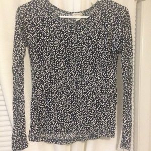 Black and White Spotted Long Sleeve Top